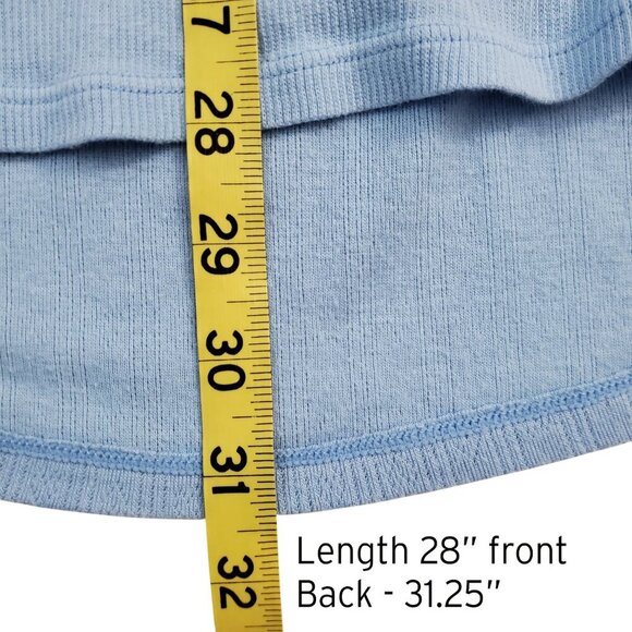 Free People Weekend Vibe Pajama Top Light Chambray Blue Baby Ribbed Curved Hem M - Picture 10 of 12